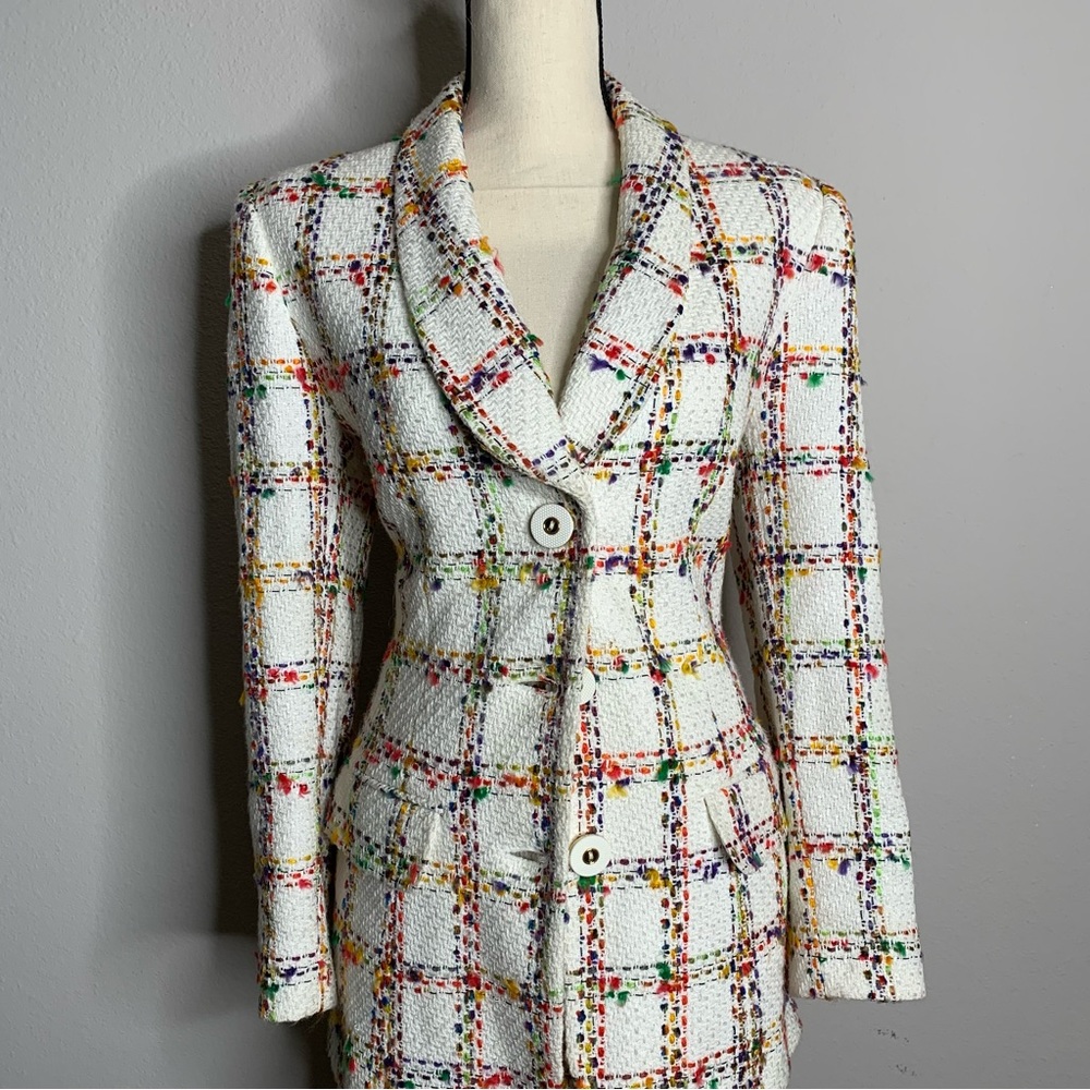 Doncaster Vintage Multicolor Tweed Plaid 2 Piece Skirt Suit Set - Picture 7 of 14